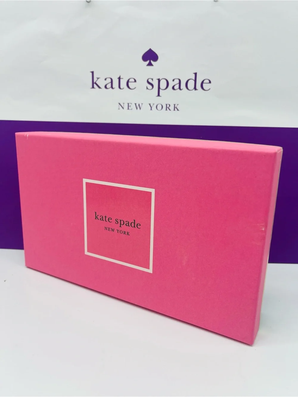kate spade Hot Pink Box with Purple Logo Accent New